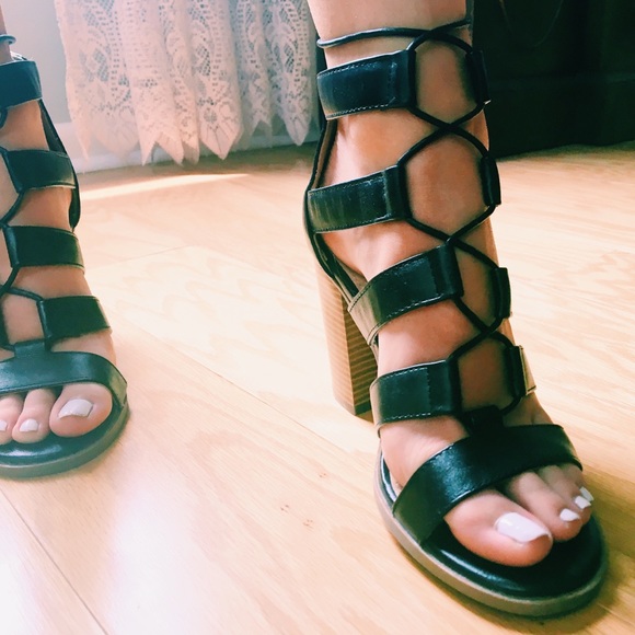Route 66 Shoes - Route 66 Black Lace up Block Heel